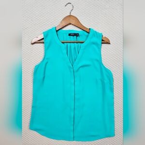Apt. 9 Turquoise Sleeveless Button Down Blouse W Pleats Size M